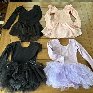 Bundle of 4 Ballet Leotard Dresses & Tutus with Glitter, Size 3T